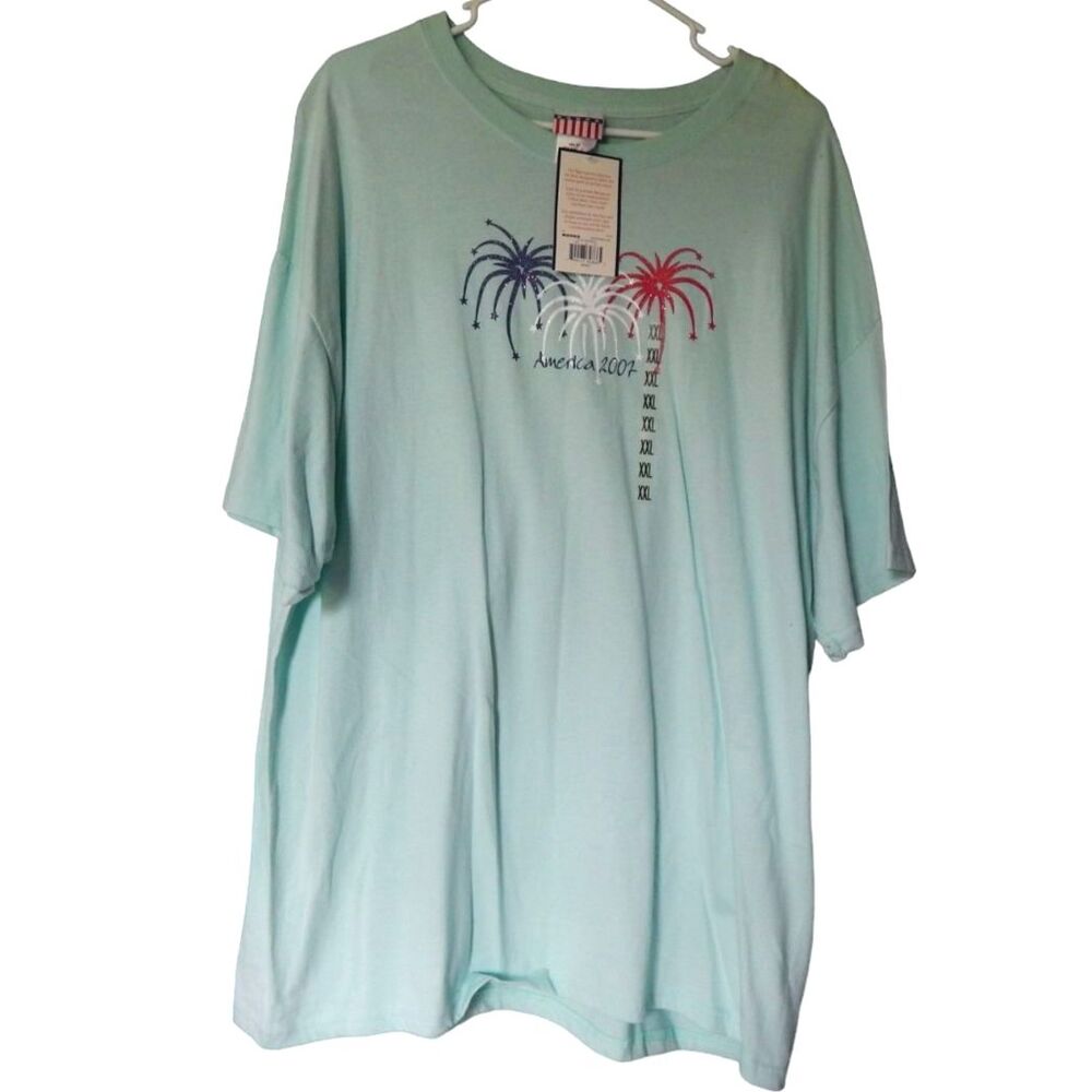 America 2007 women's plus size 2XL eggshell blue t-shirt